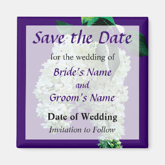 White Lilacs Save the Date Magnet