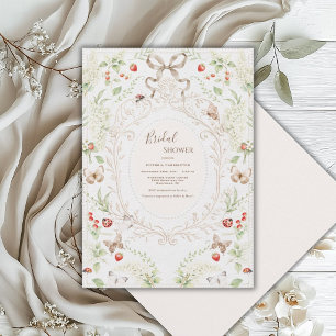 White Lilacs Whimsical Vintage Bridal Shower Invitation