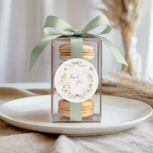 White Lilacs Whimsical Vintage Ribbon Wedding  Classic Round Sticker