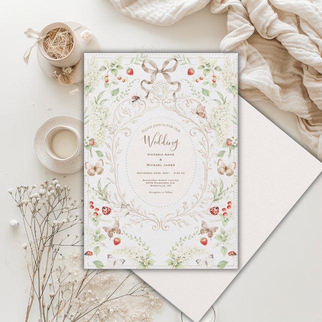 White Lilacs Whimsical Vintage Wedding  Invitation (Creator Uploaded)