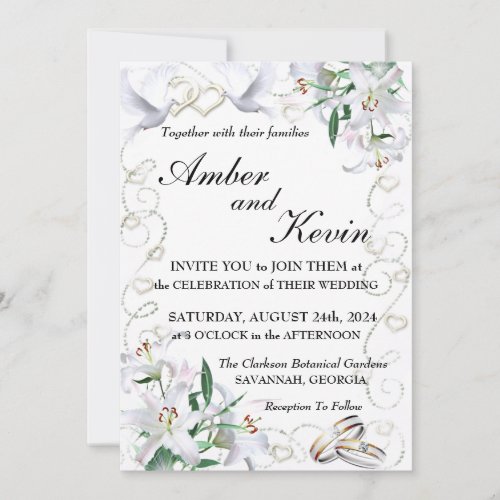 White Lilies and Doves Invitation