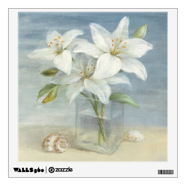 White Lilies and Shells Wall Sticker (Front)