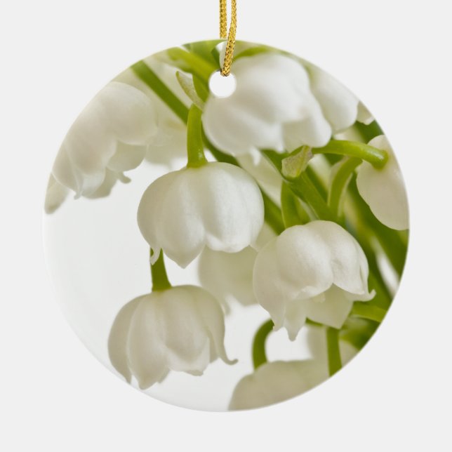 White Lilies Ceramic Ornament (Front)
