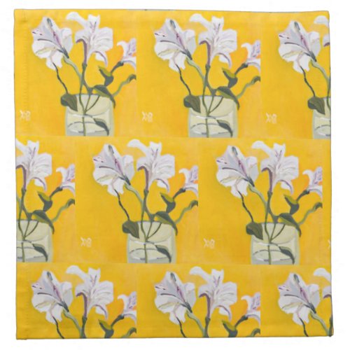 White Lilies Cloth Napkin