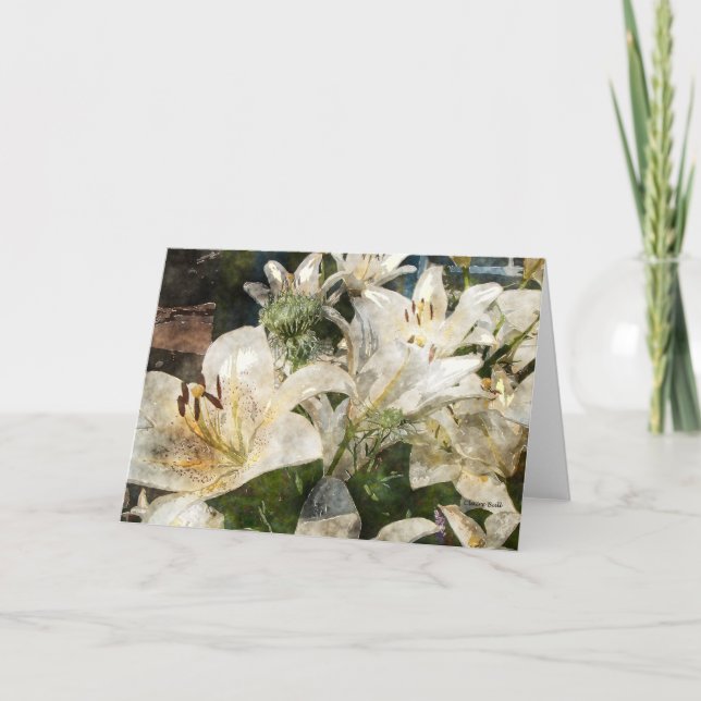 White Lilies Easter Flowers Art Card (Front)