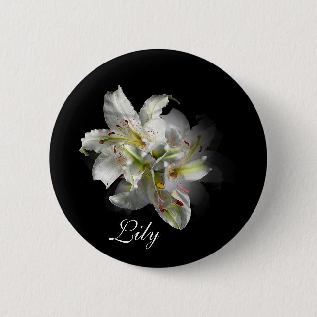 White Lilies Fantasy Button (Front)