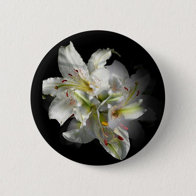 White Lilies Fantasy Button (Front)
