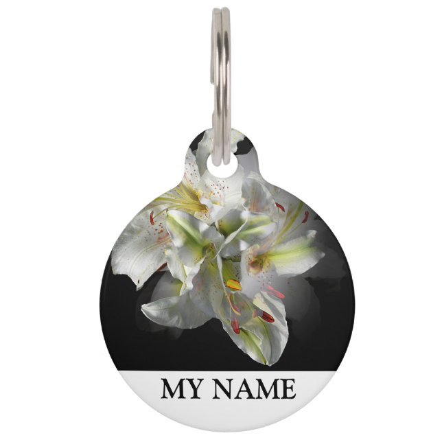 White Lilies Fantasy & Pets Name Pet ID Tag (Front)