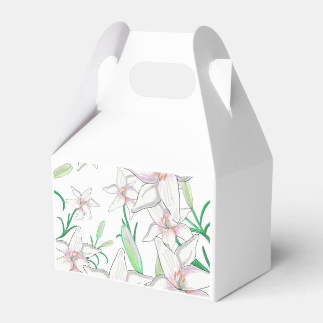 White Lilies  Illustration Favor Boxes (Front Side)