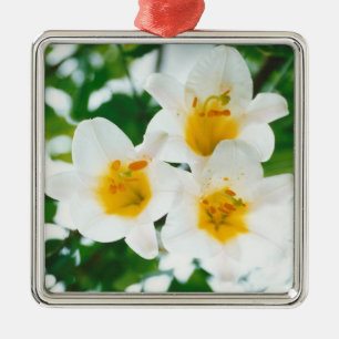 White lilies - Lilium candidum  Metal Ornament