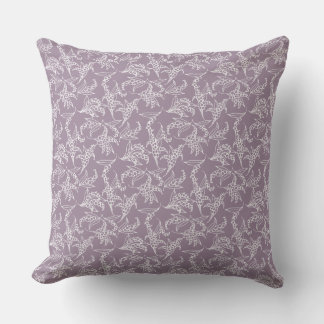 White Lilies of the Valley Pattern on Mauve Throw Pillow