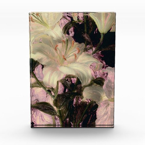White Lilies on a Dark Background Floral Art Acrylic Award