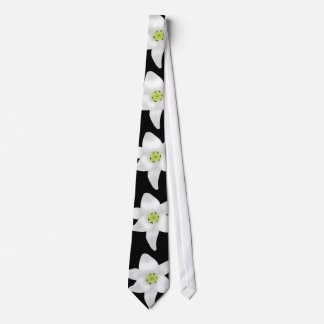 White Lilies on Black. Tie