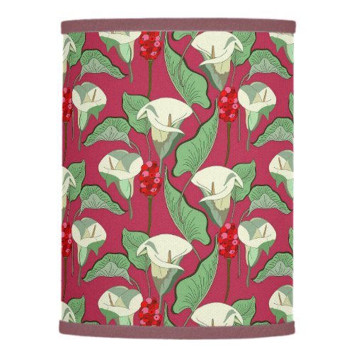 White Lilies On Magenta Lamp Shade