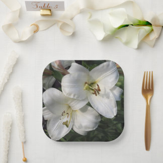 White Lilies Paper Plates
