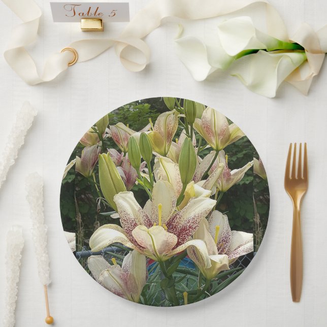 White Lilies Paper Plates (Wedding)