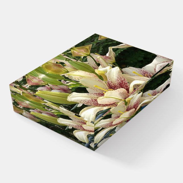 White Lilies  Rectangle Paperweight (Angled)