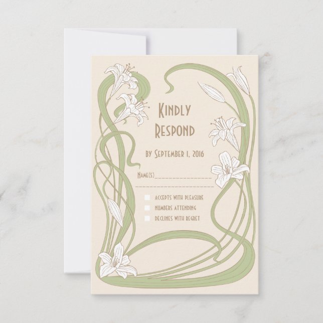 White Lilies RSVP Card (Front)