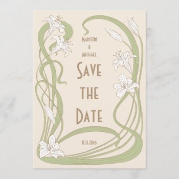 White Lilies Save The Date by Sharandra at Zazzle