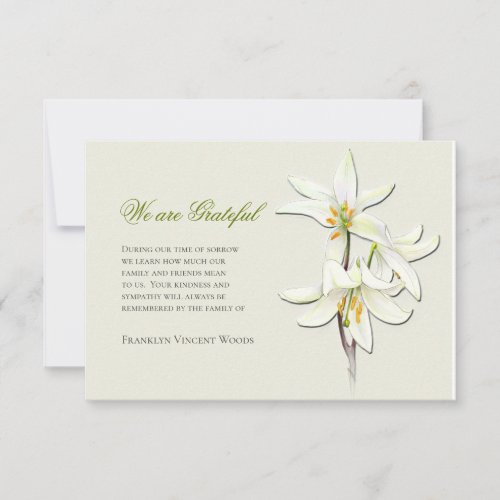 White Lilies Thank You Card