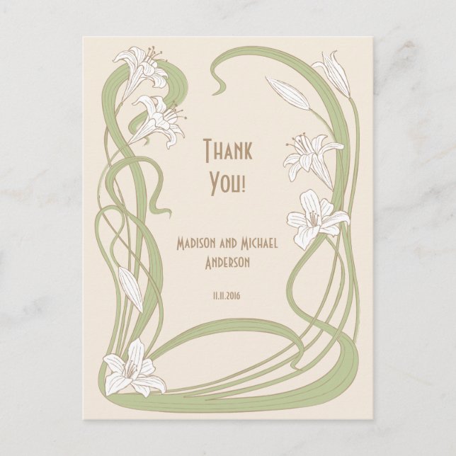 White Lilies Thank You Postcard (Front)