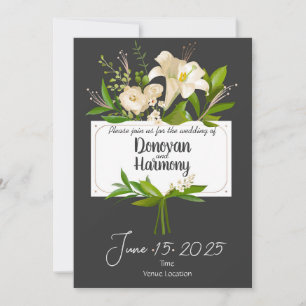 White Lilies Wedding Invitation