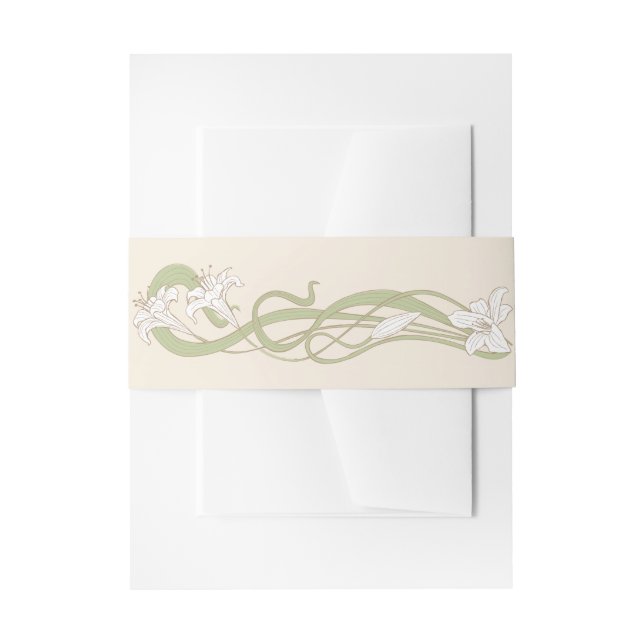 White Lilies Wedding Invitation Belly Band (Front Example)