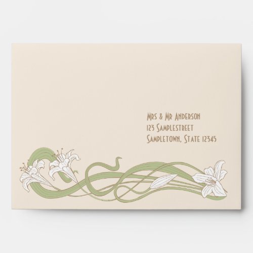 White Lilies Wedding RSVP Envelope