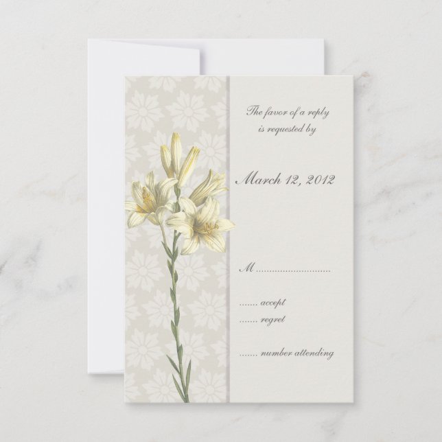White Lillies Floral Wedding Invitation (Front)