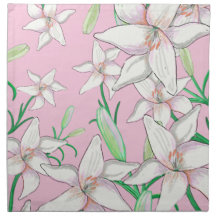White Lillies on Pink Background Illustration