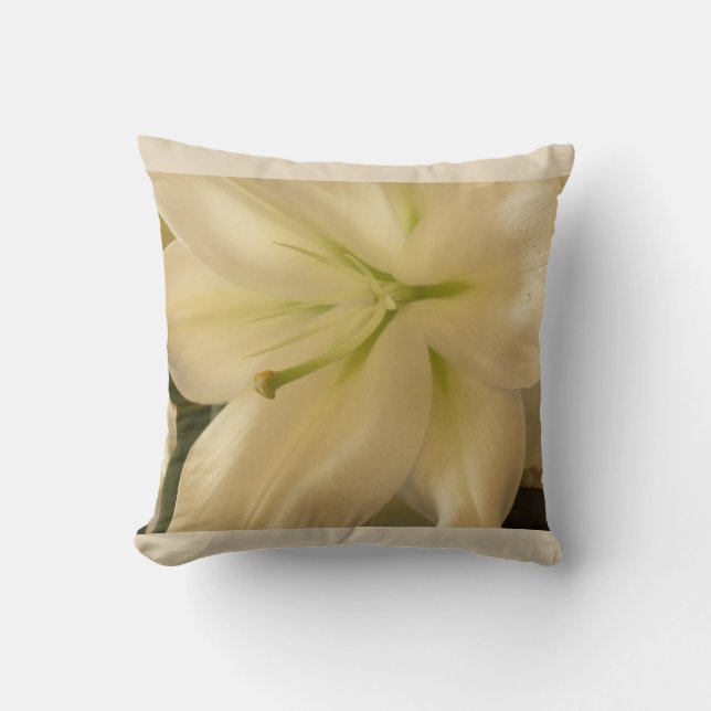 White Lillum Flower Photo Cushion (Front)