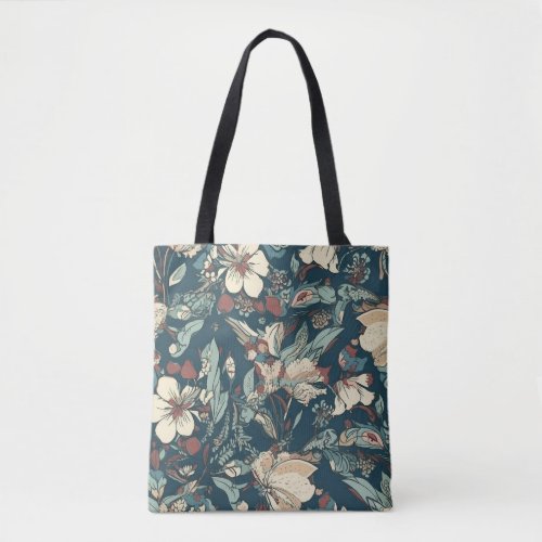 white lilly seamless pattern tote bag