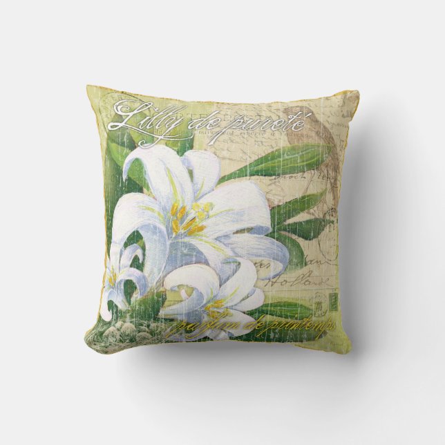 White Lilly Throw pillow (Front)