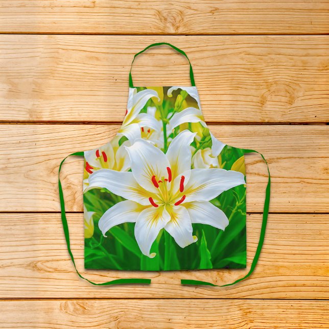 White Lily Apron (Apron with white lily)