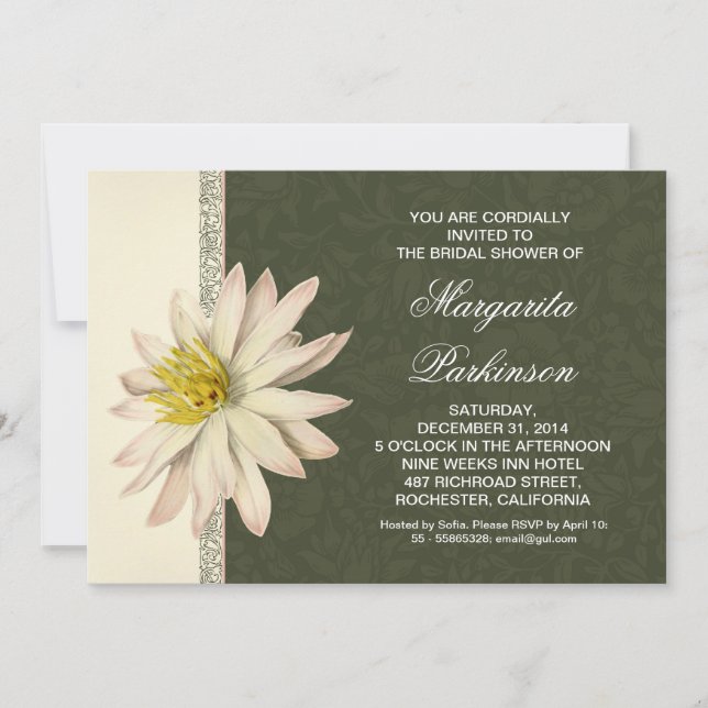 white lily beautiful bridal shower invitations (Front)