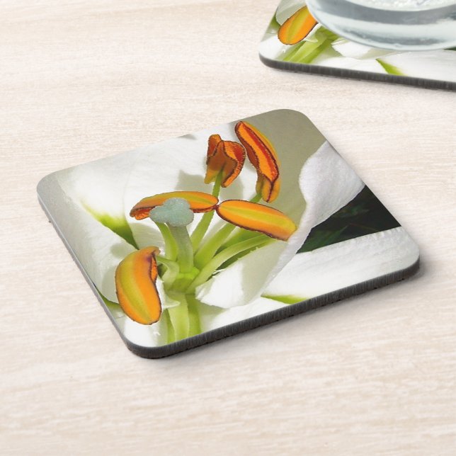 White Lily Beverage Coaster (Left Side)