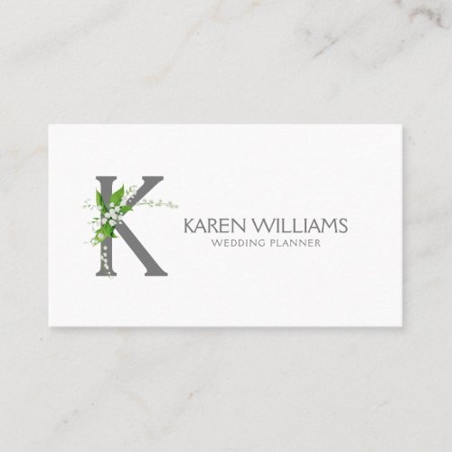 White lily bouquet floral monogram business card