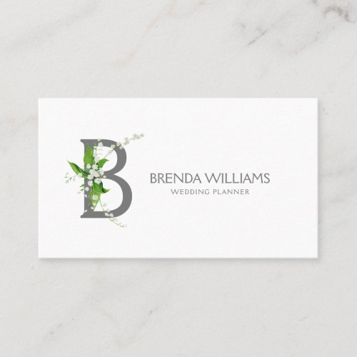 White lily bouquet floral monogram letter B Business Card