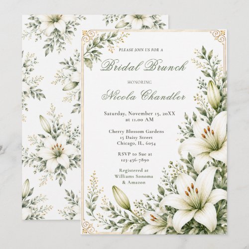 White Lily Bridal Brunch Invitation