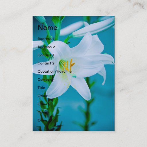 Customizable White lily business card template
