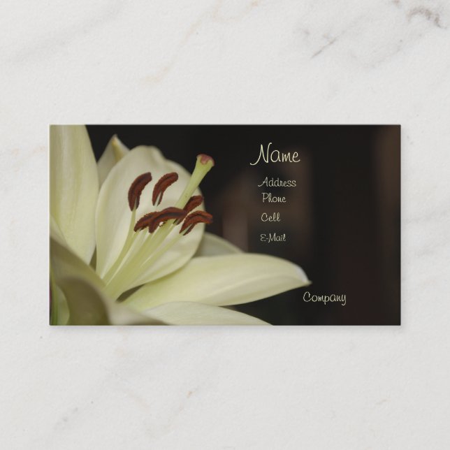 White Lily Business Card (Front)
