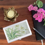 White Lily Business Card Case<br><div class="desc">White Lily is a brush painting in traditional Chinese "gongbi" style. Watercolor and ink on rice paper. The lily is called 百合 in Chinese, which is pronounced as bǎi hé, which has the symbolic meaning of "happy union for one hundred years”. The lily is the flower of love in China,...</div>