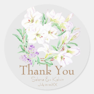 white lily classic round sticker