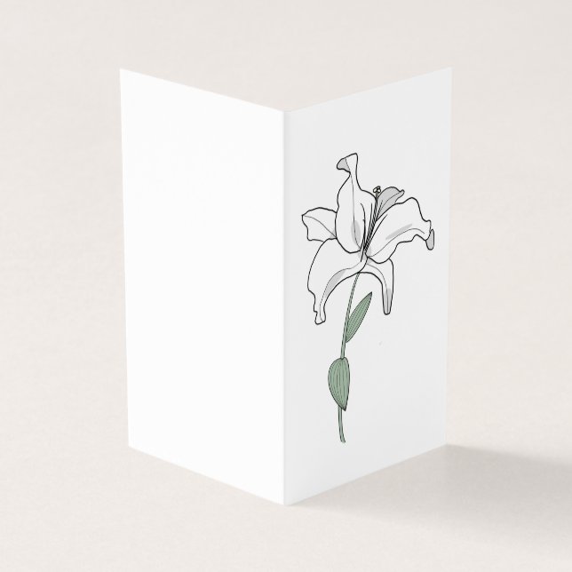 White lily condolences card (Outside)