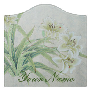 White Lily Door Sign