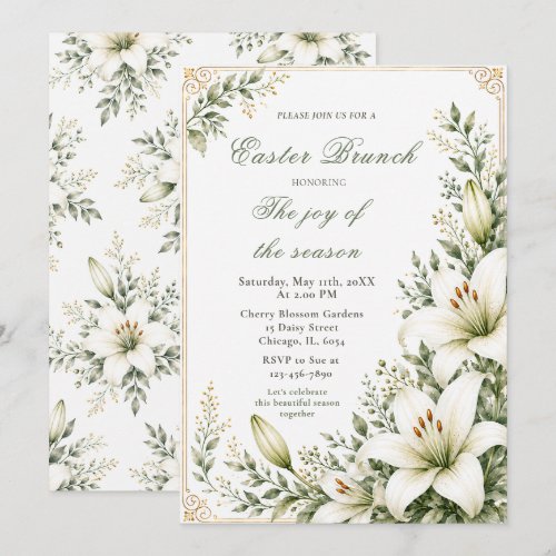 White Lily Easter Brunch Invitation