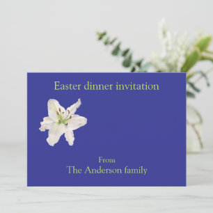 White Lily Easter dinner Invitation