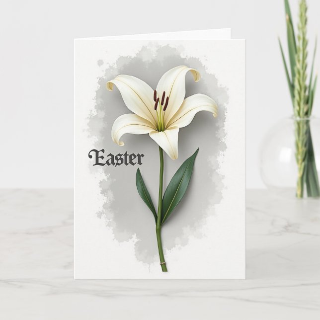 White Lily Elegant Bloom Card (Front)