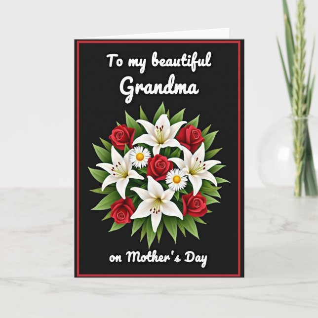 White Lily Floral Mothers Day Card (Front)