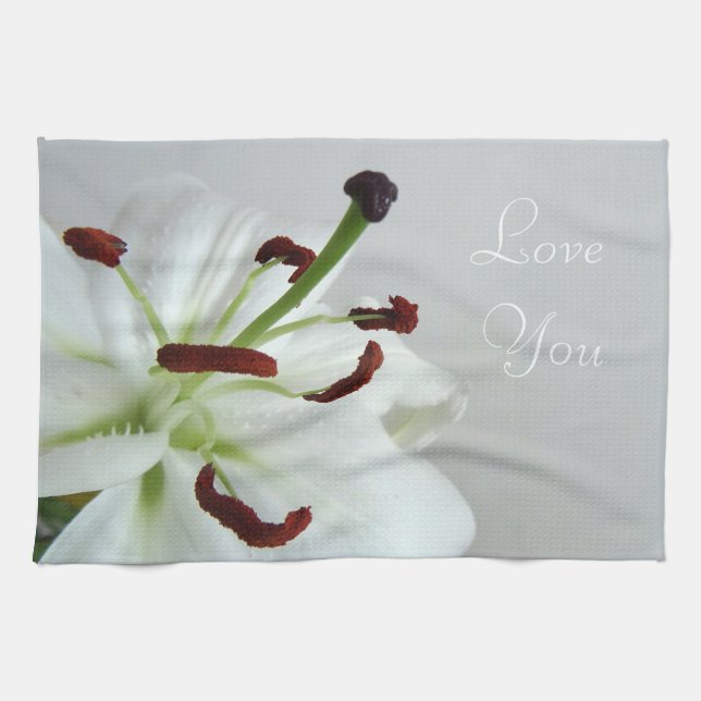 White Lily. Flower. Kitchen Towel (Horizontal)
